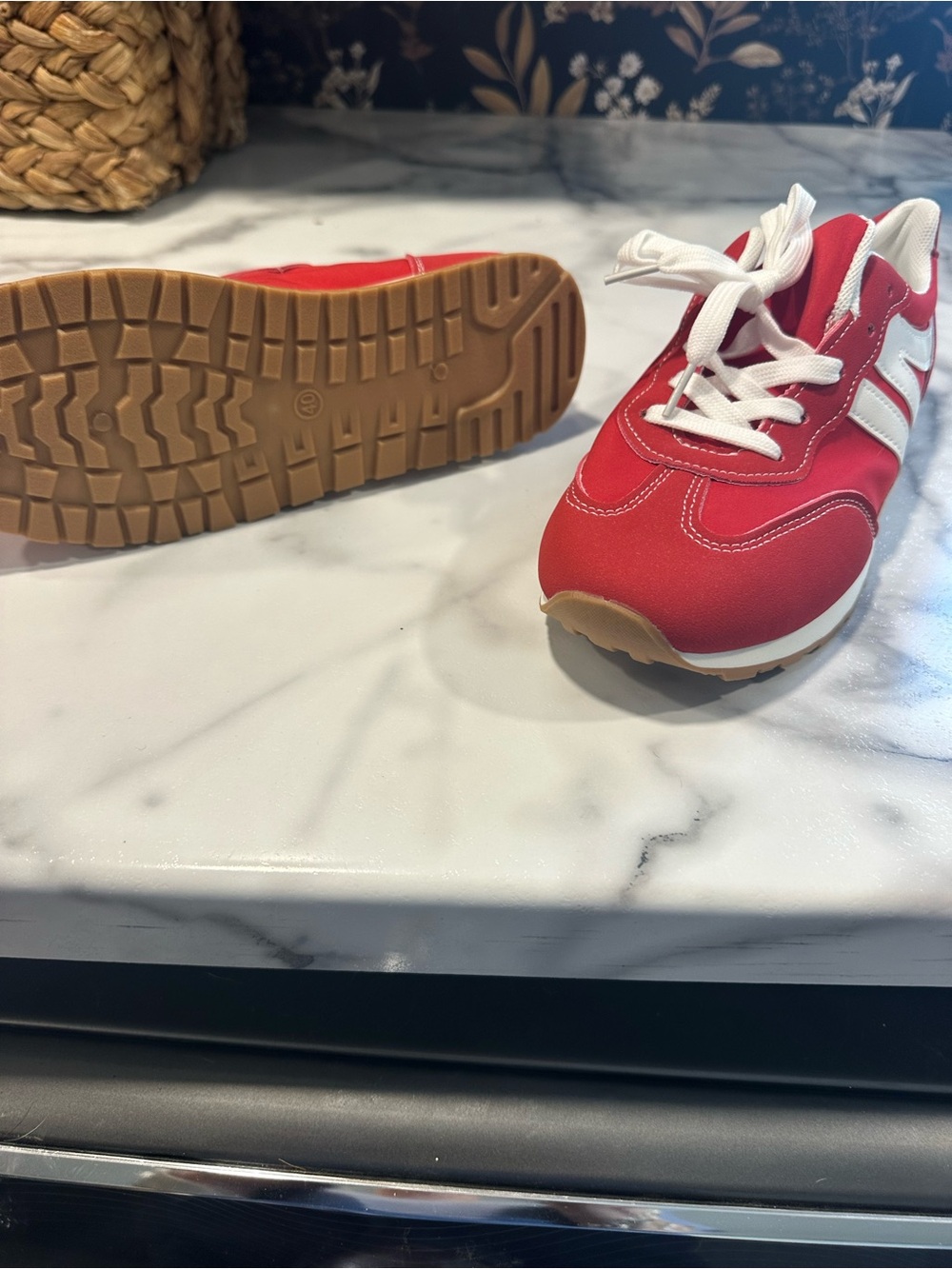 Red & White Retro Runner Sneakers - Picture 3 of 3